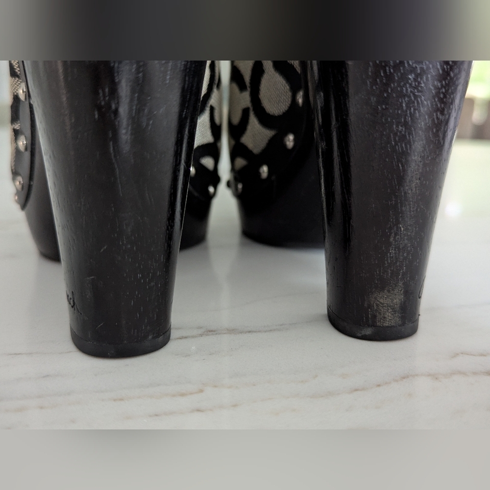 Coach Signature Canvas Mule Clogs - Black & Tan With C Monogram - Picture 7 of 16